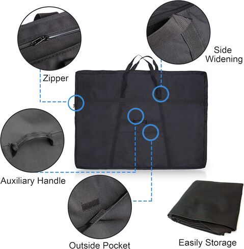 JJRING Dacron Art Portfolio Tote Bag 22'' x 28.5'' For 20'' x 26'' Black | Light Weight Carrying Storage Case Suitable Poster, Sketching, And Drawing in Kuwait