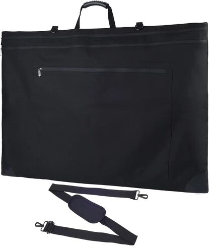 حقيبة فنية من ايسكيس مقاس 24 × 36 انش بسحاب مقاوم للماء بنسبة 100%، حقيبة قماشية كبيرة الحجم مع حزام كتف قابل للتعديل، زوايا جلدية، تخزين حمل اسود, أسود, أسود in Kuwait