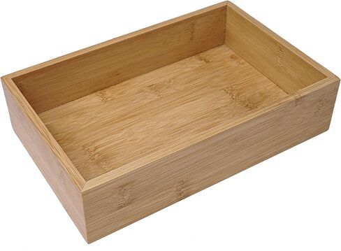 مجموعة فواصل صندوق منظم للأدراج وصينية تخزين من أفيبو، مصنوعة من خشب الخيزران، حامل متعدد الأغراض للحرف اليدوية، الخياطة، المكتب، الحمام، المطبخ (1، 15 × 23 × 5.5 سم) in Kuwait