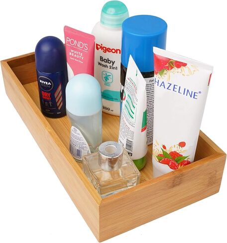 مجموعة فواصل صندوق منظم للأدراج وصينية تخزين من أفيبو، مصنوعة من خشب الخيزران، حامل متعدد الأغراض للحرف اليدوية، الخياطة، المكتب، الحمام، المطبخ (1، 15 × 23 × 5.5 سم) in Kuwait