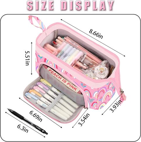 Large Pencil Case for Girls Boys, Cute Dinosaur Black Pencil Pouch Big Capacity Pencil Organizer Bag, Students School Supplies Back to School Kids Gifts Teen Girls Boys Zipper Pen Box in Kuwait