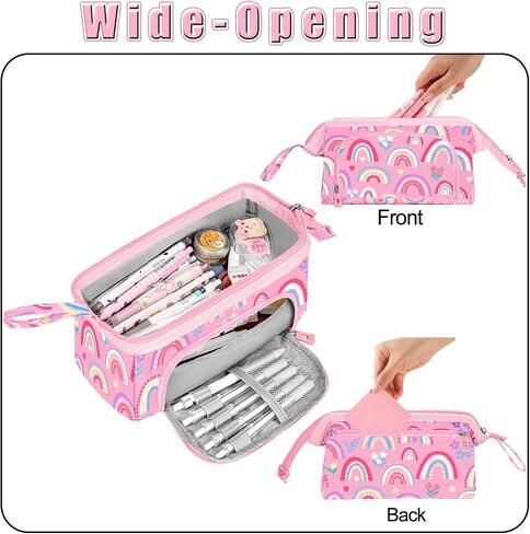Large Pencil Case for Girls Boys, Cute Dinosaur Black Pencil Pouch Big Capacity Pencil Organizer Bag, Students School Supplies Back to School Kids Gifts Teen Girls Boys Zipper Pen Box in Kuwait