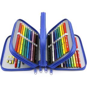 YOUSHARES 72 Slots Pencil Case - Handy Large Capacity Oxford Multi-layer Zipper Pencil Bag for Color Pen, Colored Pencils, Watercolor Pens, Makeup Brush, Cosmetic Brushes, Gel Pen and More (Black)