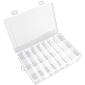 OALCQ 24 Grids Plastic Organizer Box With Dividers Clear Craft Storage Bead Organizer Box Earring Travel Pill Jewelry Organizers Storage Boxes Screw Seed Small Parts Hair Tie in Saudi Arabia
