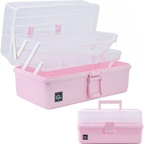 Creahaus 13 inch Art Craft Organizer Storage Box with 3 Layers, Multifunctional Plastic Tool Box with Handle for Sewing, Makeup, Medicine, Nail, Hair Accessories for Kids in Kuwait