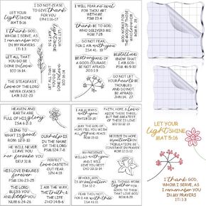 4 Sheets Bible Verse Clear Stamps Set Acrylic Stamps for Card Making Christian Scrapbooking Stamp Rubber Stamps 2 Pieces Blocks Tools with Grid Lines for DIY Scrapbooking Making(Classic Style)