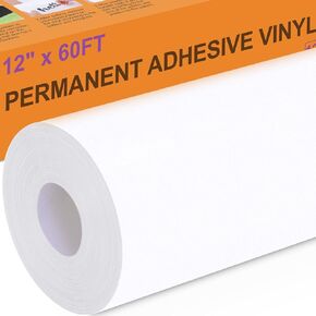 Permanent Vinyl - 12" X 11FT Black Adhesive Vinyl Roll for Cricut, Silhouette and Other Cutters, Permanent Outdoor Vinyl for Cup,Decor Sticker, Car Decal, Scrapbooking, Signs(Glossy Black)