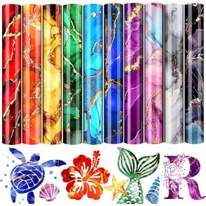 Permanent Adhesive Vinyl,Cysincos 12 x 10 Inch Permanent Outdoor Vinyl Pattern for DIY Car Decor,Mug,Craft Supplies (Cold Sensitive Color-4pcs)