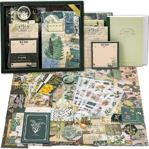 Aromoty Aesthetic Scrapbook Kit, Vintage Ephemera Scrapbooking Supplies Kit for Bullet Junk Journal, A6 Grid Notebook, Stationary Journaling Supplies,DIY Craft Decor Gifts for Women Kid Teen Girl