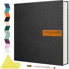 Large Photo Album Self Adhesive Magnetic Scrapbook,Scrapbook Album for 4x6 5x7 8x10 Picture,40 Pages Linen Cover Memory Book for Wedding Family Baby, with Metallic Pen and Scraping Plate(Grey) in Kuwait