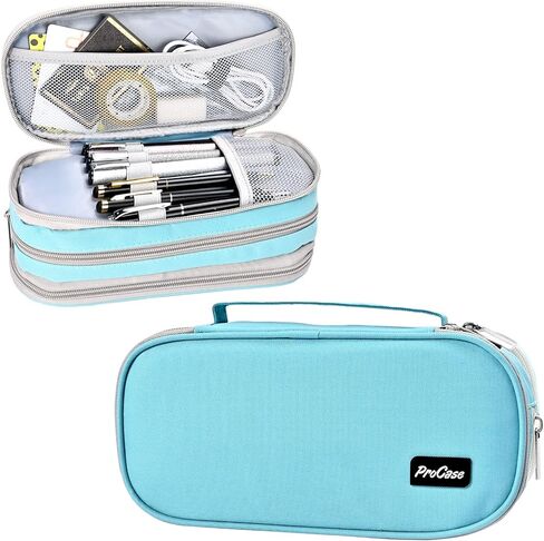 ProCase Big Capacity Pencil Case Pen Bag, Handheld Pencil Holder Pouch Pen Organizer Students Stationery Pouch with Durable Zipper Multi Compartments for School & Office Supplies in Kuwait