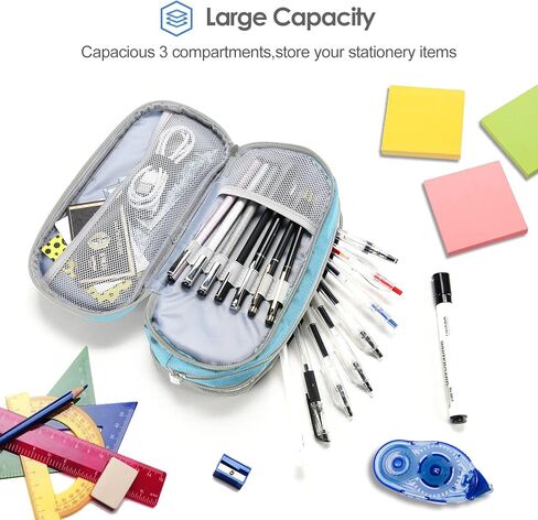 ProCase Big Capacity Pencil Case Pen Bag, Handheld Pencil Holder Pouch Pen Organizer Students Stationery Pouch with Durable Zipper Multi Compartments for School & Office Supplies in Kuwait