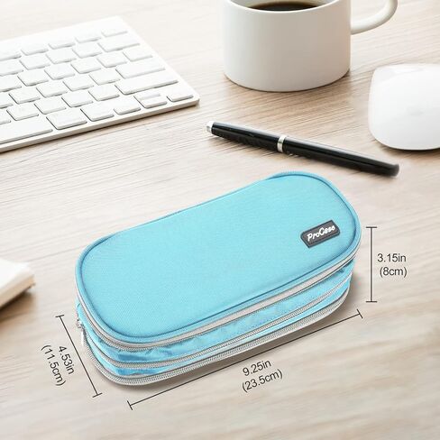 ProCase Big Capacity Pencil Case Pen Bag, Handheld Pencil Holder Pouch Pen Organizer Students Stationery Pouch with Durable Zipper Multi Compartments for School & Office Supplies in Kuwait