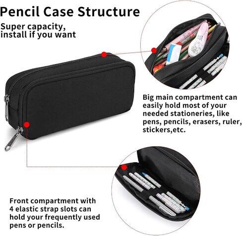 Della Gao Large Pencil Case, Big Capacity Pencil Pouch with 2 Compartments in Kuwait