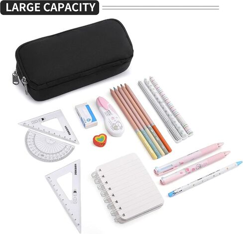 Della Gao Large Pencil Case, Big Capacity Pencil Pouch with 2 Compartments in Kuwait
