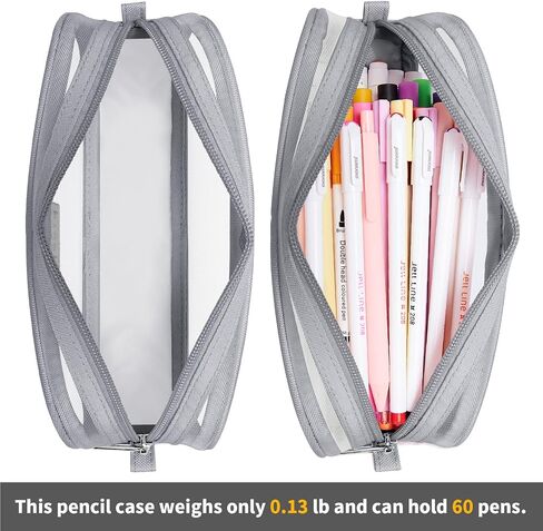 KALIDI Grid Mesh Pencil Case Pen Bag Clear Case Marker Pouch Multifonction Organizer Box Transparent case Makeup Bag Office College School Gift for adults Teen Girl Boy in Kuwait