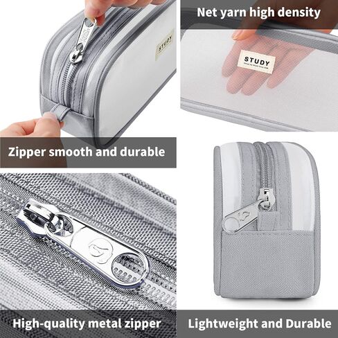 KALIDI Grid Mesh Pencil Case Pen Bag Clear Case Marker Pouch Multifonction Organizer Box Transparent case Makeup Bag Office College School Gift for adults Teen Girl Boy in Kuwait