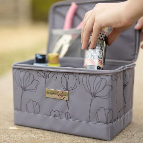 Everything Mary Collapsible Sewing Kit Organizer Box, Black & Blue Quilted - Supplies Storage Basket for Supplies and Accessories - Organization for Thread, Needles, Notions & Scissors in Saudi Arabia