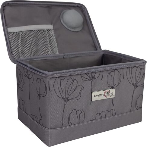 Everything Mary Collapsible Sewing Kit Organizer Box, Black & Blue Quilted - Supplies Storage Basket for Supplies and Accessories - Organization for Thread, Needles, Notions & Scissors in Saudi Arabia