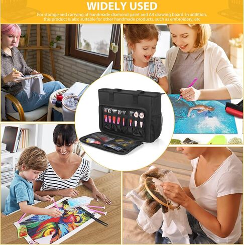 TORIBIO Carrying Bag for Diamond Painting Tools, Protective Case for Light Pad and Accessories, 19.3"x16.5"x6", Black, Bag Only in Kuwait