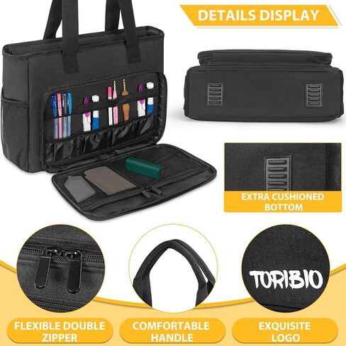 TORIBIO Carrying Bag for Diamond Painting Tools, Protective Case for Light Pad and Accessories, 19.3"x16.5"x6", Black, Bag Only in Kuwait