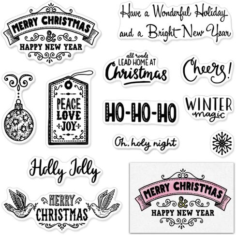 Christmas Words Clear Stamps for Card Making Decoration and Scrapbooking Supplies, Blessing Words Transparent Rubber Stamps with Sentiment for Paper Card Photo Album Crafting Supplies in Saudi Arabia