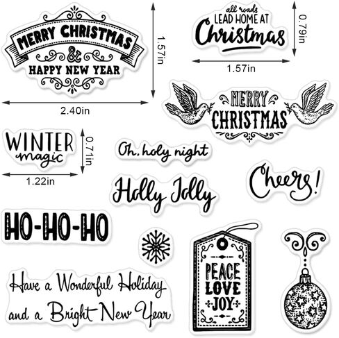Christmas Words Clear Stamps for Card Making Decoration and Scrapbooking Supplies, Blessing Words Transparent Rubber Stamps with Sentiment for Paper Card Photo Album Crafting Supplies in Saudi Arabia