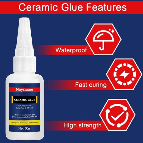 Ceramic Glue, 30g Glue for Porcelain and Pottery Repair, Instant Strong Glue for Pottery, Porcelain, Glass, Plastic, Metal, Rubber and DIY Craft in Kuwait