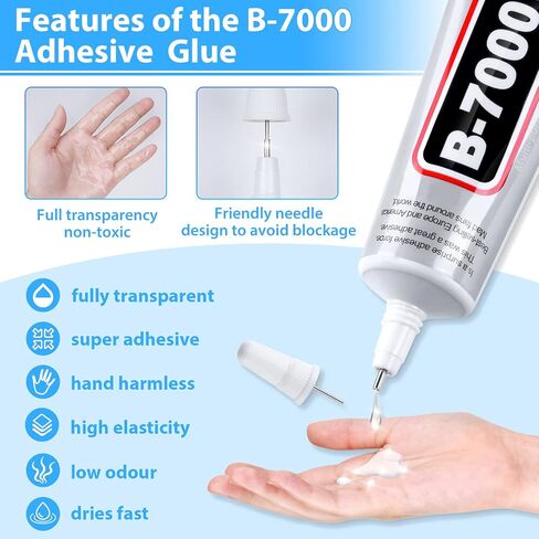 25 أنبوب 15 مل B7000 غراء شفاف مع طرف دقيق، مجموعة B-7000 حرفية غراء حجر الراين غراء مبهر لاصق فائق لصناعة المجوهرات DIY فن الأظافر والأحذية القماشية لإصلاح الهاتف in Kuwait