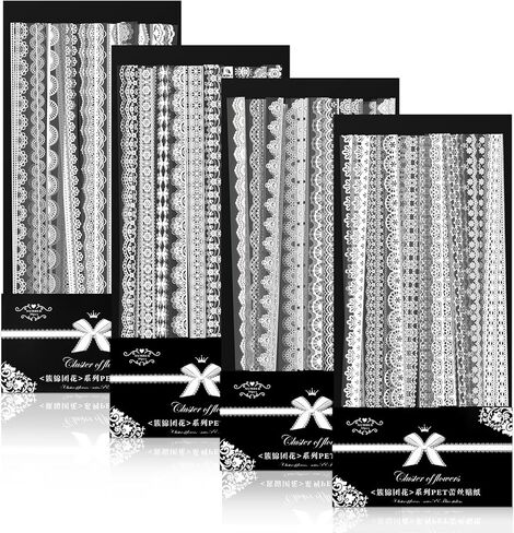 120 قطعة من ملصقات الدانتيل الشفافة، ملصقات دانتيل ذاتية اللصق لتزيين اطار الصور، مجموعة ملصقات دانتيل مقاومة للماء لتزيين سجل القصاصات وصنع البطاقات بنفسك واطار دفتر الملاحظات والالبوم يدويا in Kuwait