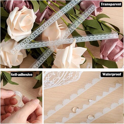 120 قطعة من ملصقات الدانتيل الشفافة، ملصقات دانتيل ذاتية اللصق لتزيين اطار الصور، مجموعة ملصقات دانتيل مقاومة للماء لتزيين سجل القصاصات وصنع البطاقات بنفسك واطار دفتر الملاحظات والالبوم يدويا in Kuwait