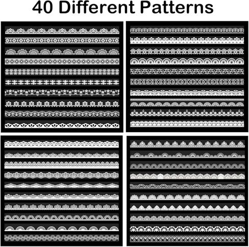 120 قطعة من ملصقات الدانتيل الشفافة، ملصقات دانتيل ذاتية اللصق لتزيين اطار الصور، مجموعة ملصقات دانتيل مقاومة للماء لتزيين سجل القصاصات وصنع البطاقات بنفسك واطار دفتر الملاحظات والالبوم يدويا in Kuwait