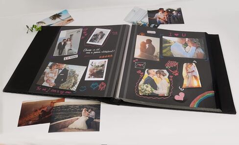 RECUTMS 60 Pages DIY Scrap book Photo Album 4x6 5x7 8x10 Pictures PU Leather Cover Wedding Photo Album Baby Picture Book Family Pictures of Any Size Scrapbook Album(White) in Kuwait