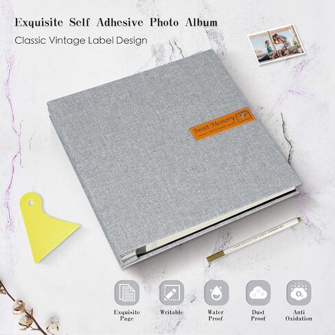 ألبوم صور كبير Spbapr، سجل قصاصات مغناطيسي ذاتي اللصق، ألبوم قصاصات DIY للصور مقاس 4x6 5x7 8x10، 40 صفحة من كتاب الذاكرة بغطاء من الكتان لحفلات الزفاف والحيوانات الأليفة الصغيرة، مع قلم معدني ولوحة كشط (فيروزي) in Kuwait