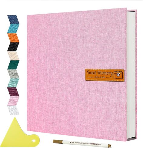 ألبوم صور كبير Spbapr، سجل قصاصات مغناطيسي ذاتي اللصق، ألبوم قصاصات DIY للصور مقاس 4x6 5x7 8x10، 40 صفحة من كتاب الذاكرة بغطاء من الكتان لحفلات الزفاف والحيوانات الأليفة الصغيرة، مع قلم معدني ولوحة كشط (فيروزي) in Kuwait