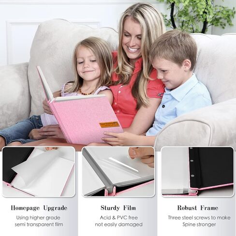ألبوم صور كبير Spbapr، سجل قصاصات مغناطيسي ذاتي اللصق، ألبوم قصاصات DIY للصور مقاس 4x6 5x7 8x10، 40 صفحة من كتاب الذاكرة بغطاء من الكتان لحفلات الزفاف والحيوانات الأليفة الصغيرة، مع قلم معدني ولوحة كشط (فيروزي) in Kuwait