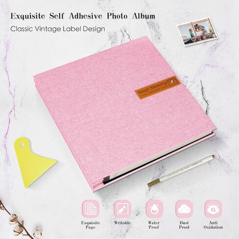 ألبوم صور كبير Spbapr، سجل قصاصات مغناطيسي ذاتي اللصق، ألبوم قصاصات DIY للصور مقاس 4x6 5x7 8x10، 40 صفحة من كتاب الذاكرة بغطاء من الكتان لحفلات الزفاف والحيوانات الأليفة الصغيرة، مع قلم معدني ولوحة كشط (فيروزي) in Kuwait