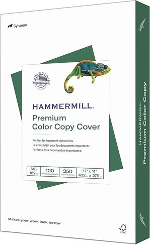 Hammermill Cardstock, Premium Color Copy, 60 lb, 8.5 x 11-100 Bright, Made in the USA Card Stock, 122549R, White - 1 Pack (250 Sheets) in Saudi Arabia