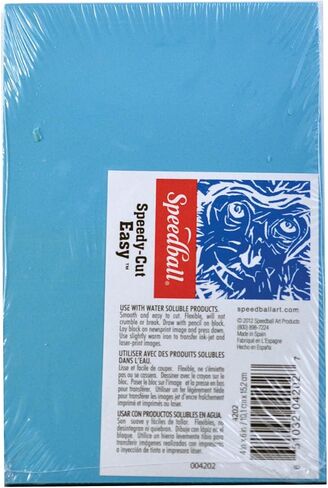 Speedball 4202 Speedy-Cut Easy Block Printing Carving Block – Soft Rubber-Like Material, Blue, 4 x 6 Inches in Kuwait