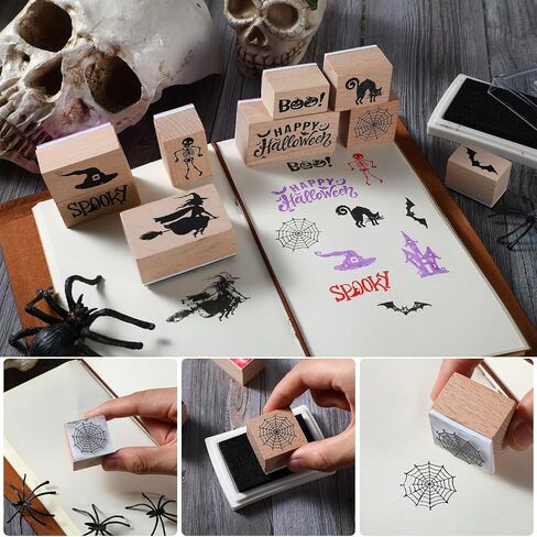 Woanger 15 Pcs Fall Wooden Rubber Stamps with Ink Pads Fall Style in Kuwait