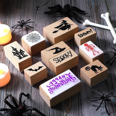 Woanger 15 Pcs Fall Wooden Rubber Stamps with Ink Pads Fall Style in Kuwait