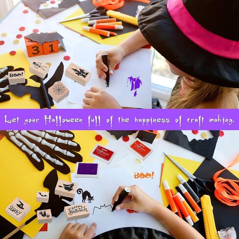 Woanger 15 Pcs Fall Wooden Rubber Stamps with Ink Pads Fall Style in Kuwait