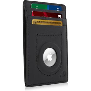Access Denied Genuine Leather Air Tag Holder - Slim Minimalist Wallets For Men & Women - Front Pocket Thin Mens Wallet RFID Credit Card Holder Gifts For Men - Air Tag NOT Included