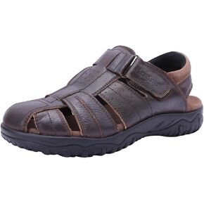 Harssidanzar Mens Leather Fisherman Sandals Closed Toe Sandal For Men KM226US