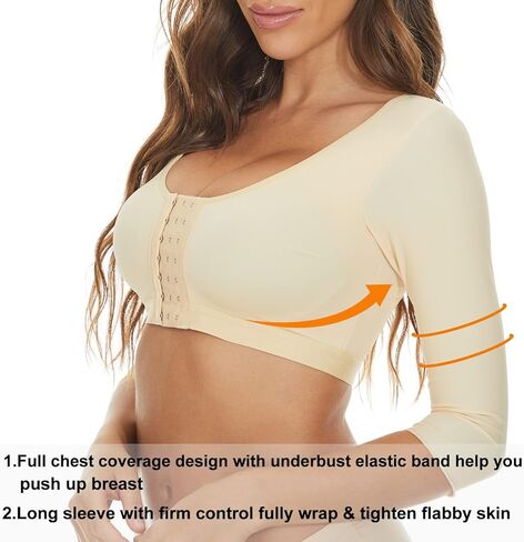 قمصان علوية لتنحيف الذراع للنساء، سترة علوية مضغوطة بعد العمليات الجراحية، ملابس داخلية وأكمام مغلقة من الأمام in Kuwait
