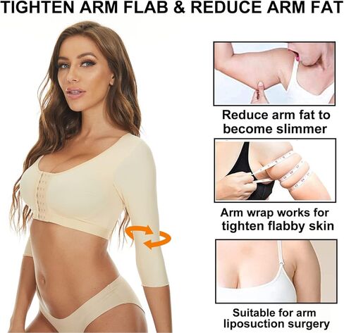 قمصان علوية لتنحيف الذراع للنساء، سترة علوية مضغوطة بعد العمليات الجراحية، ملابس داخلية وأكمام مغلقة من الأمام in Kuwait