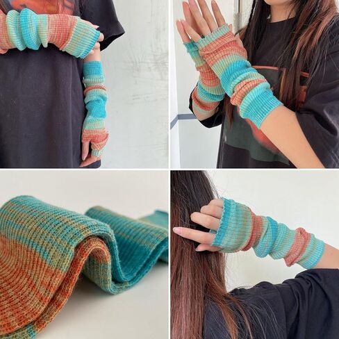 F Flammi النساء مدفئات للذراع Kawaii محبوك أصابع قفازات لطيف تدفئة اليد القوطي ل تأثيري الكتابة القيادة للفتيات في سن المراهقة in Kuwait