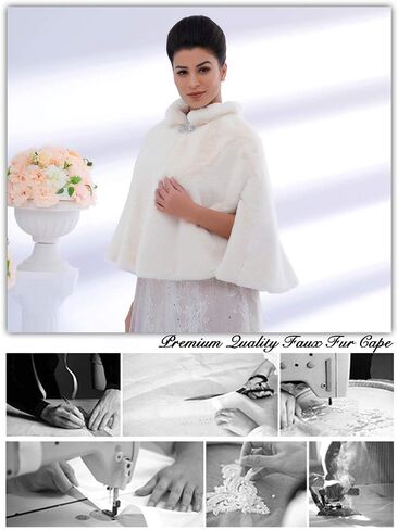 Aukmla Bride الزفاف فو الفراء الرأس الزفاف الفراء سرق الأغطية والشالات الشتاء Capelet للنساء والفتيات in Kuwait