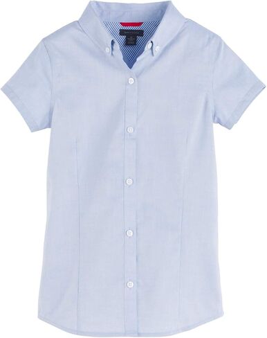 Tommy Hilfiger Short Sleeve Oxford Girls Buttondown Collar Blouse, Kids School Uniform Clothes in Saudi Arabia