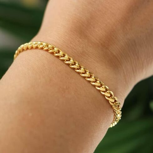 foyjoey 18K Gold Pearl Beaded Chain Bracelets for Women Adjustable Stainless Steel Dainty Thin Gold Box Cuban Twisted Link Chain Bracelet Bridesmaid Jewelry Gifts for Girls in Kuwait